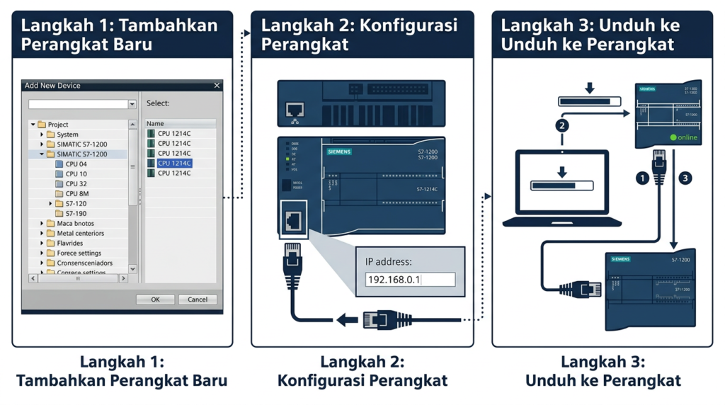 cara konfigurasi hardware siemens s7-1200 di tia portal