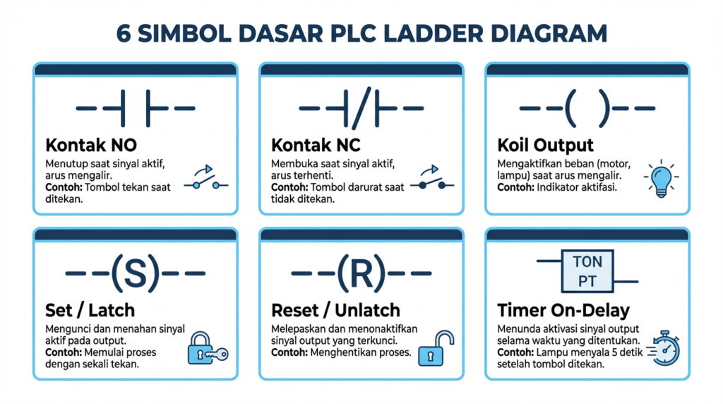 simbol dasar ladder diagram plc dan fungsinya